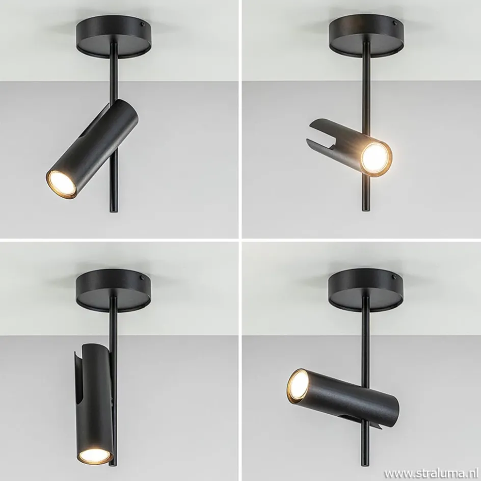 Moderne plafondspot zwart metaal verstelbaar>Straluma Sale