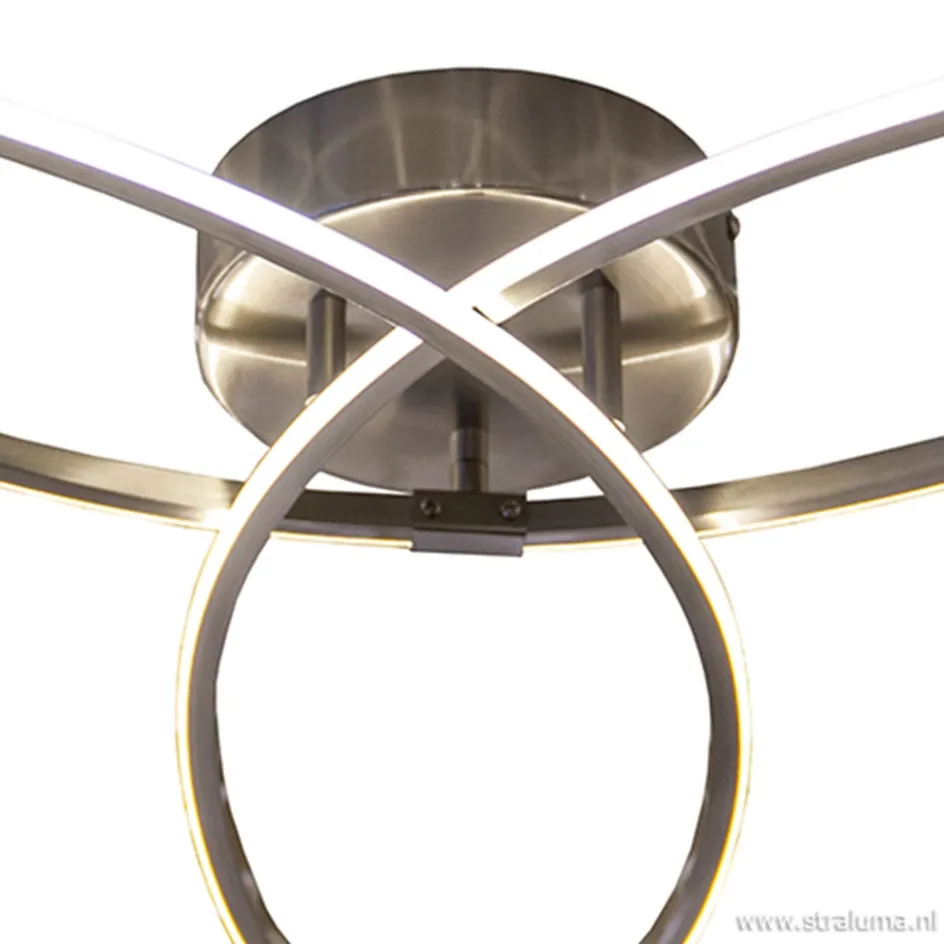 Moderne plafonnière nikkel met LED>Straluma Hot