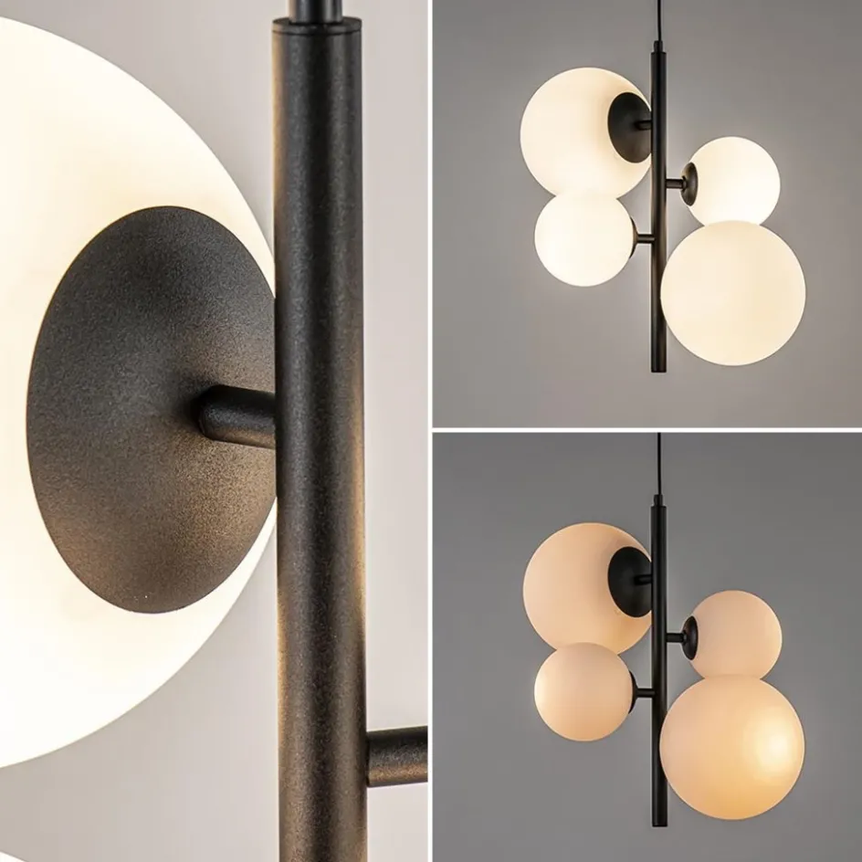 Moderne retro hanglamp zwart met witte bollen>Straluma Sale