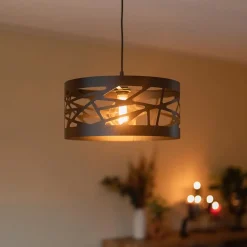 Moderne ronde hanglamp zwart metaal><noscript><img width=