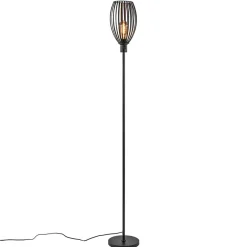 Moderne staande lamp met draad kap mat zwart>Straluma Clearance
