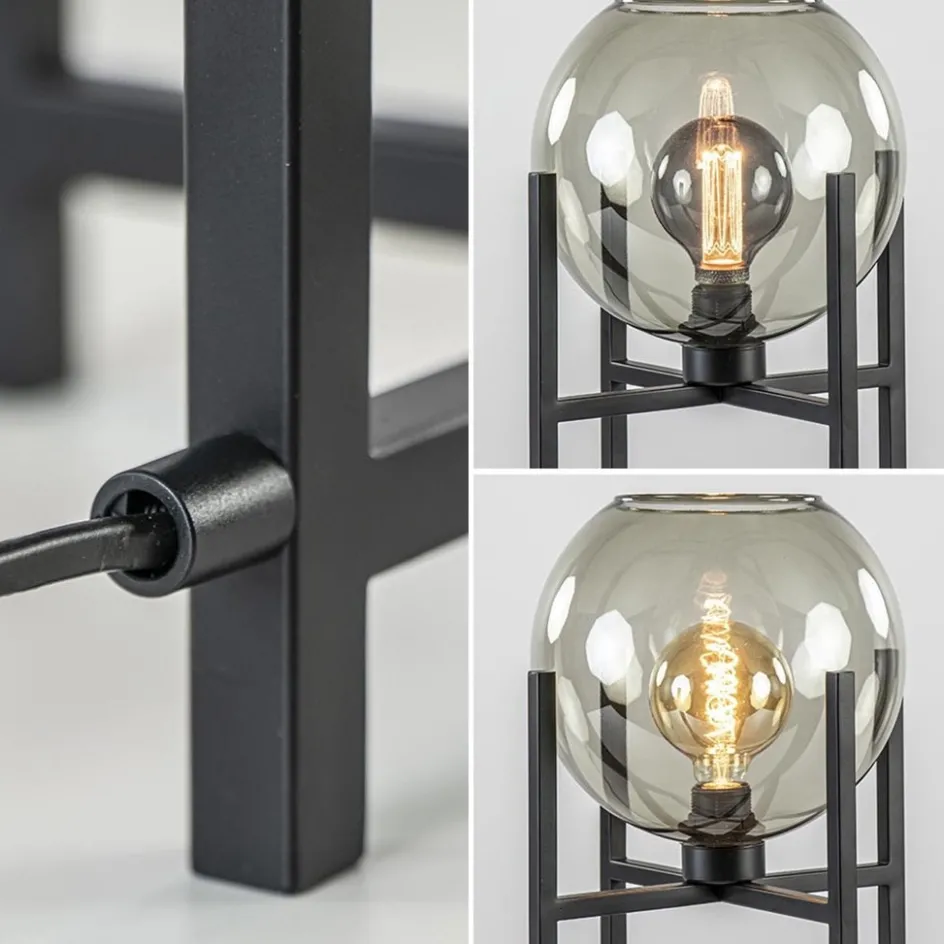 Moderne tafellamp frame met smoke glazen bol>Straluma New