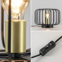 Moderne tafellamp zwart met brons><noscript><img width=