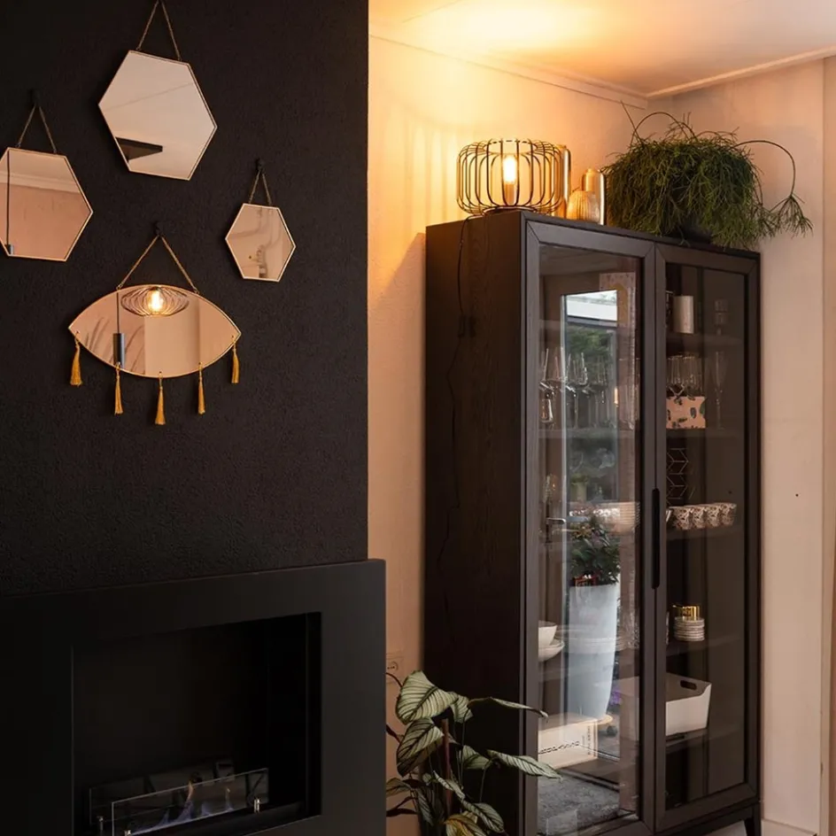 Moderne tafellamp zwart met brons>Straluma Best