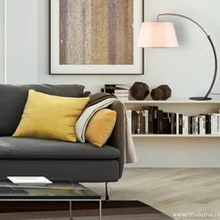 Moderne tafellamp zwart nikkel incl. kap><noscript><img width=