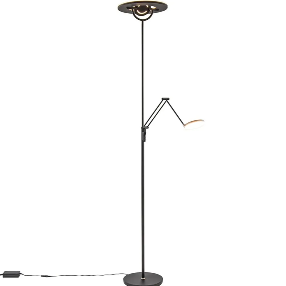 Moderne uplighter mat zwart met verstelbare leesarm>Straluma Sale