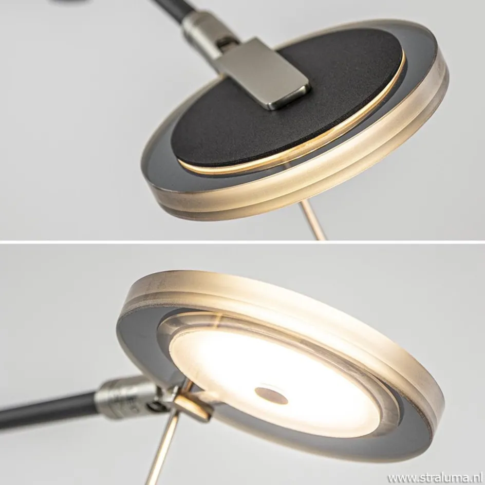 Moderne uplighter/leeslamp zwart met smoke glas>Straluma Online