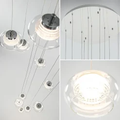 Moderne videlamp chroom met helder glas incl LED><noscript><img width=