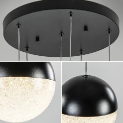 Moderne videlamp zwart met dimbaar LED 6-lichts><noscript><img width=