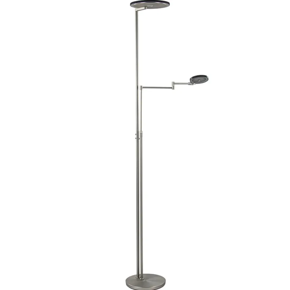 Moderne vloerlamp uplighter staal met smoke glas>Straluma Discount