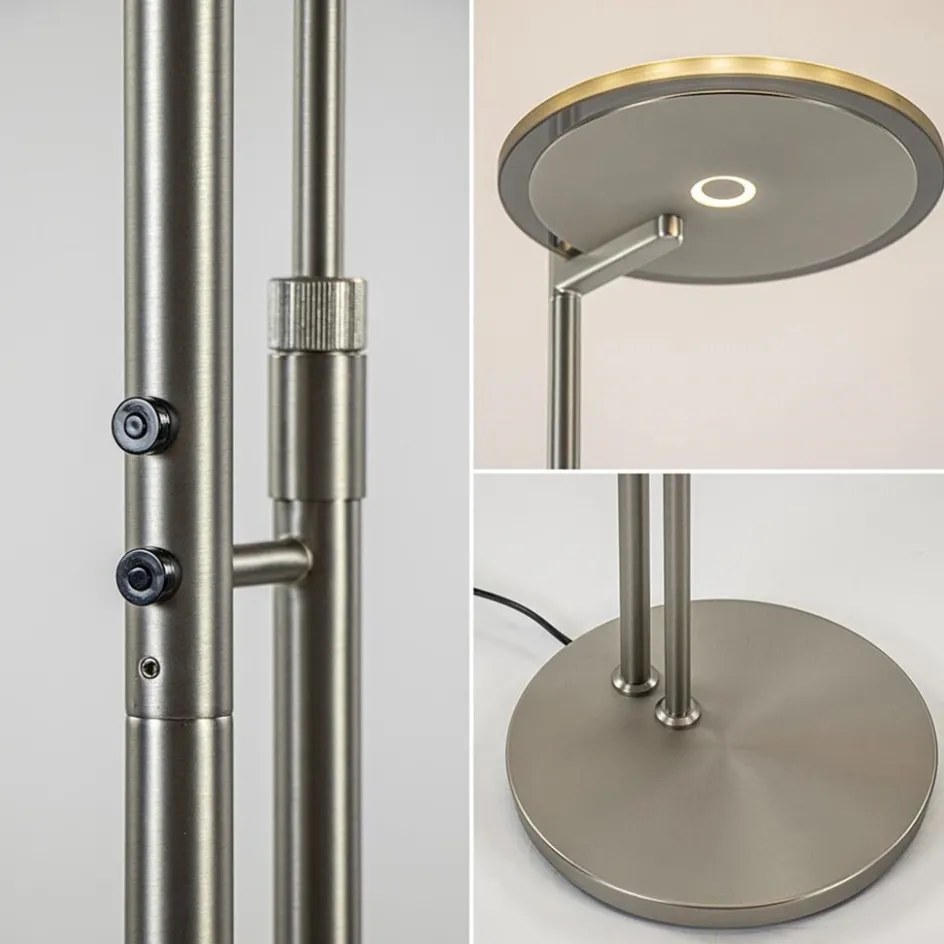 Moderne vloerlamp uplighter staal met smoke glas>Straluma Discount