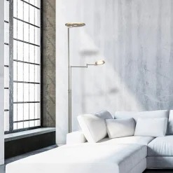 Moderne vloerlamp uplighter staal met smoke glas><noscript><img width=