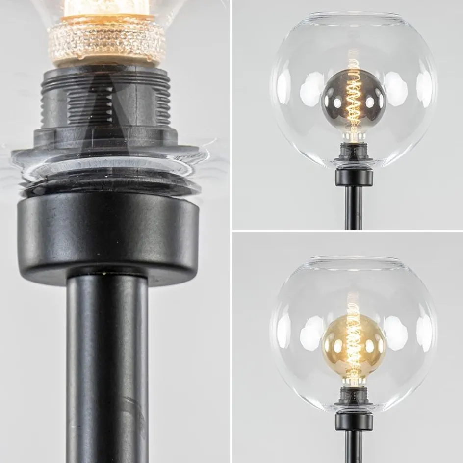 Moderne vloerlamp zwart met helder glazen kap>Straluma Clearance