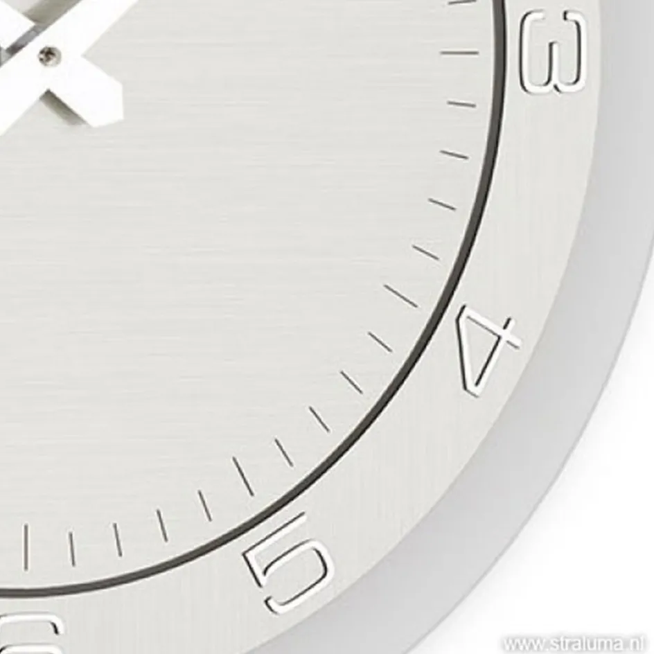 Moderne wandklok rond RVS keuken/kantoor>Straluma Clearance