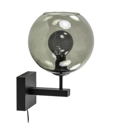 Moderne wandlamp met smoke glazen bol incl. snoer>Straluma