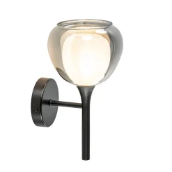 Moderne wandlamp zwart met smoke glas>Straluma Best