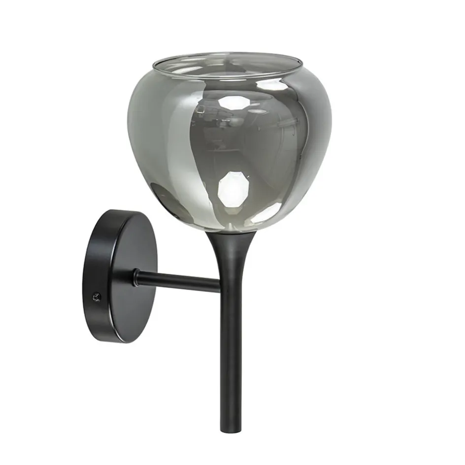 Moderne wandlamp zwart met smoke glas>Straluma Best