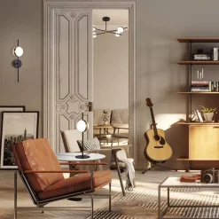 Moderne wandlamp zwart met witte bol incl LED><noscript><img width=