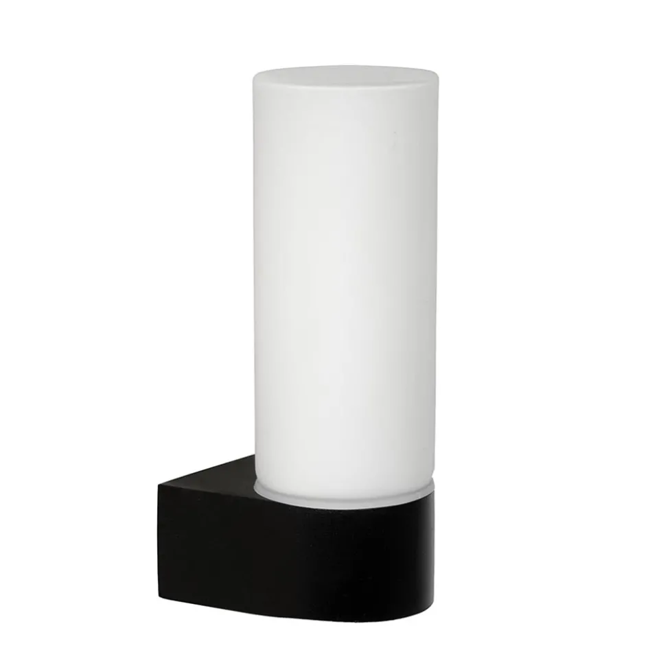 Moderne wandlamp zwart met opaal glas IP44>Straluma New