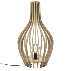 Naturel houten tafel/vloerlamp kegel met zwart>Straluma New