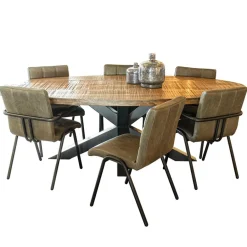 Olijf groene eettafelstoel leder met zwarte pootjes></noscript>Straluma Hot