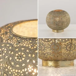 Oosterse tafellamp rond antiek messing></noscript>Straluma New