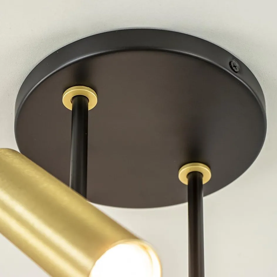 Opbouwspot 2-lichts rond zwart/brass verstelbaar>Straluma Sale