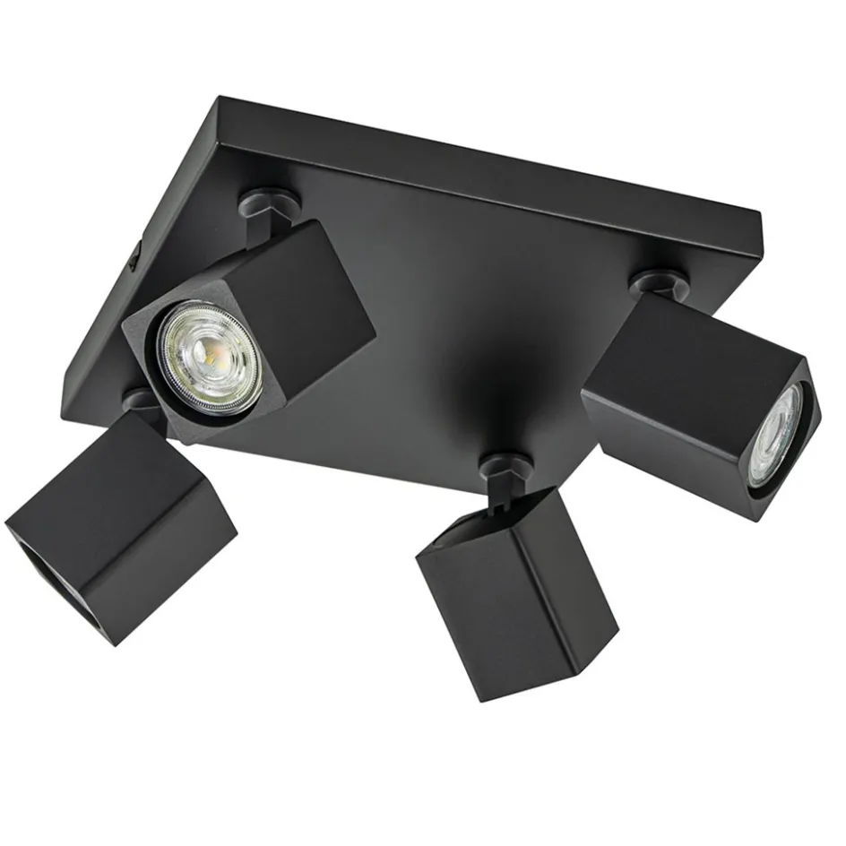 Opbouwspot 4-lichts vierkant zwart verstelbaar>Straluma Best
