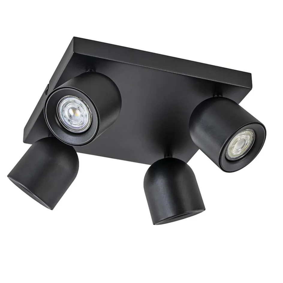 Opbouwspot 4-lichts vierkant zwart GU10>Straluma Online