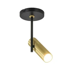 Opbouwspot 1-lichts zwart/brass GU10 mini>Straluma Discount