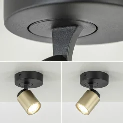 Opbouwspot 1-lichts zwart/goud GU10><noscript><img width=