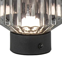 Oplaadbare LED tafellamp op batterij titanium/zwart><noscript><img width=