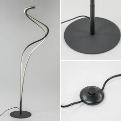 Organische vloerlamp zwart met dimbaar LED><noscript><img width=