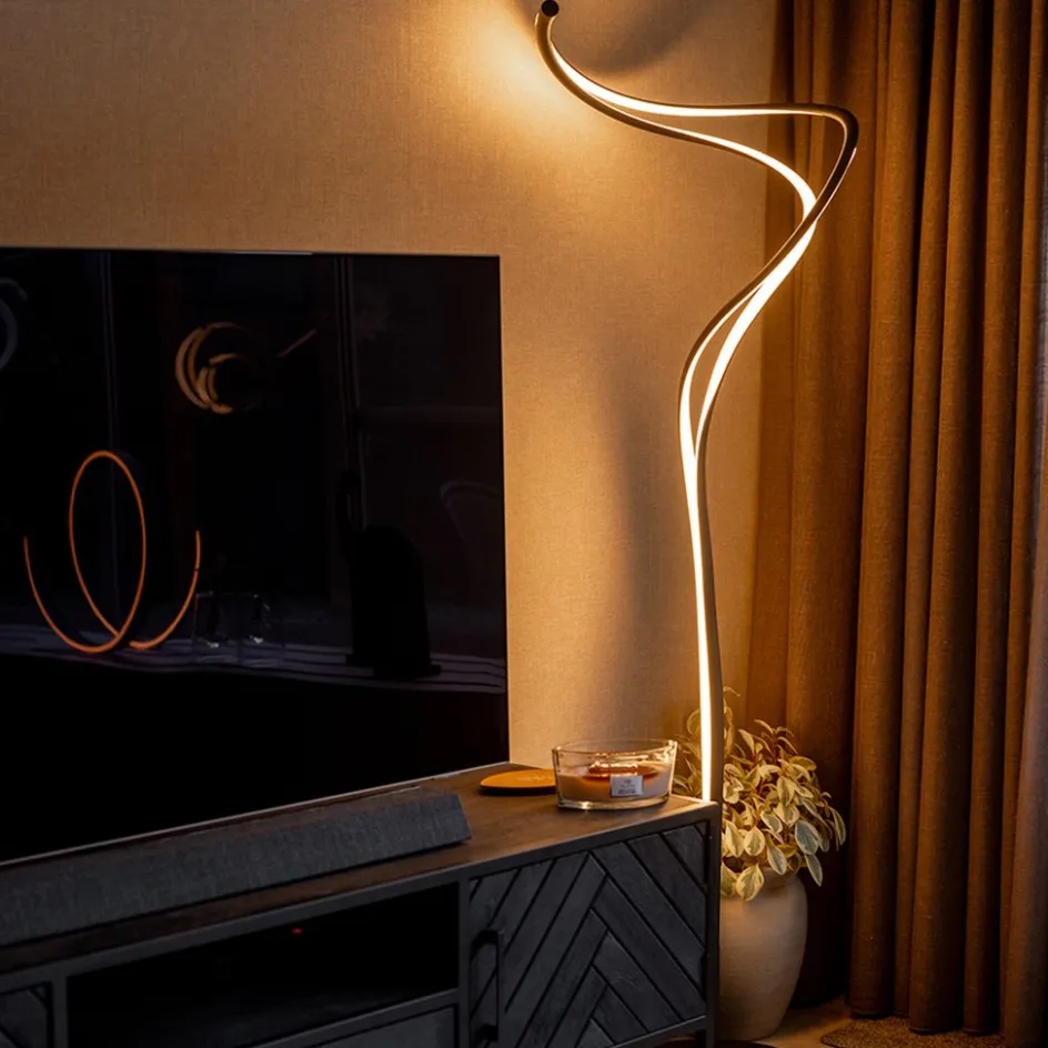 Organische vloerlamp zwart met dimbaar LED>Straluma Discount