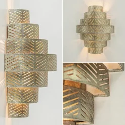 Oud zilveren wandlamp metaal excl snoer><noscript><img width=