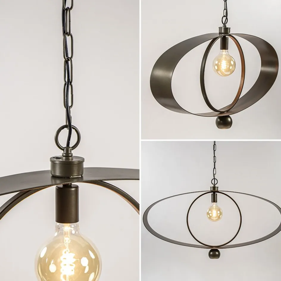 Ovale hanglamp brons metaal E27 + GU10>Straluma Best