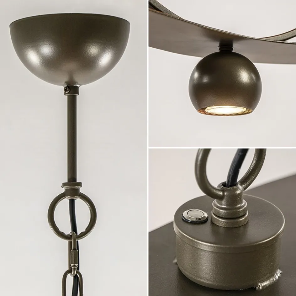 Ovale hanglamp brons metaal E27 + GU10>Straluma Best