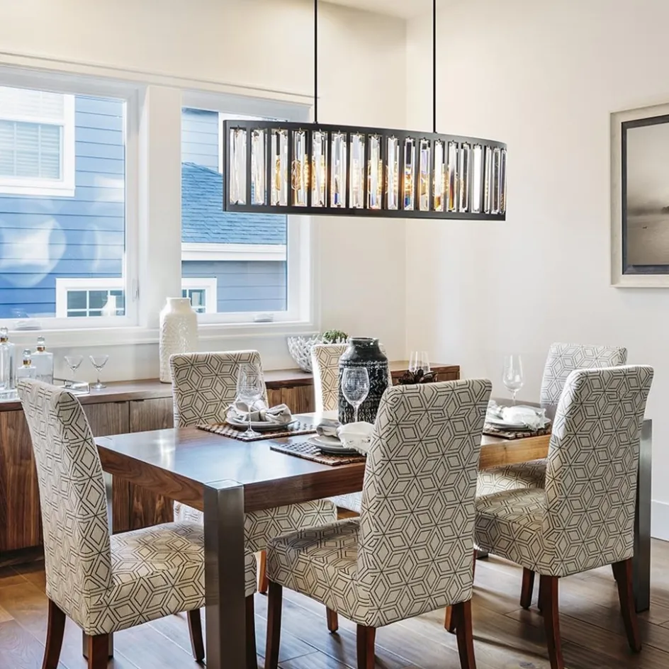 Ovale hanglamp mat zwart met facet geslepen glas>Straluma Hot