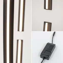 Ovale LED vloerlamp zwart inclusief dimmer><noscript><img width=