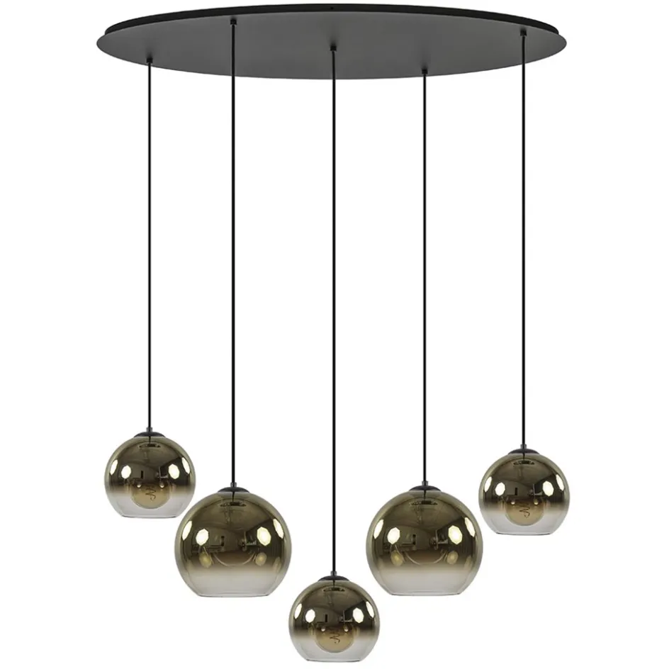 Ovale 5-lichts hanglamp met glazen bollen gold gradient>Straluma Discount