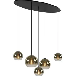 Ovale 5-lichts hanglamp met glazen bollen gold gradient>Straluma Discount