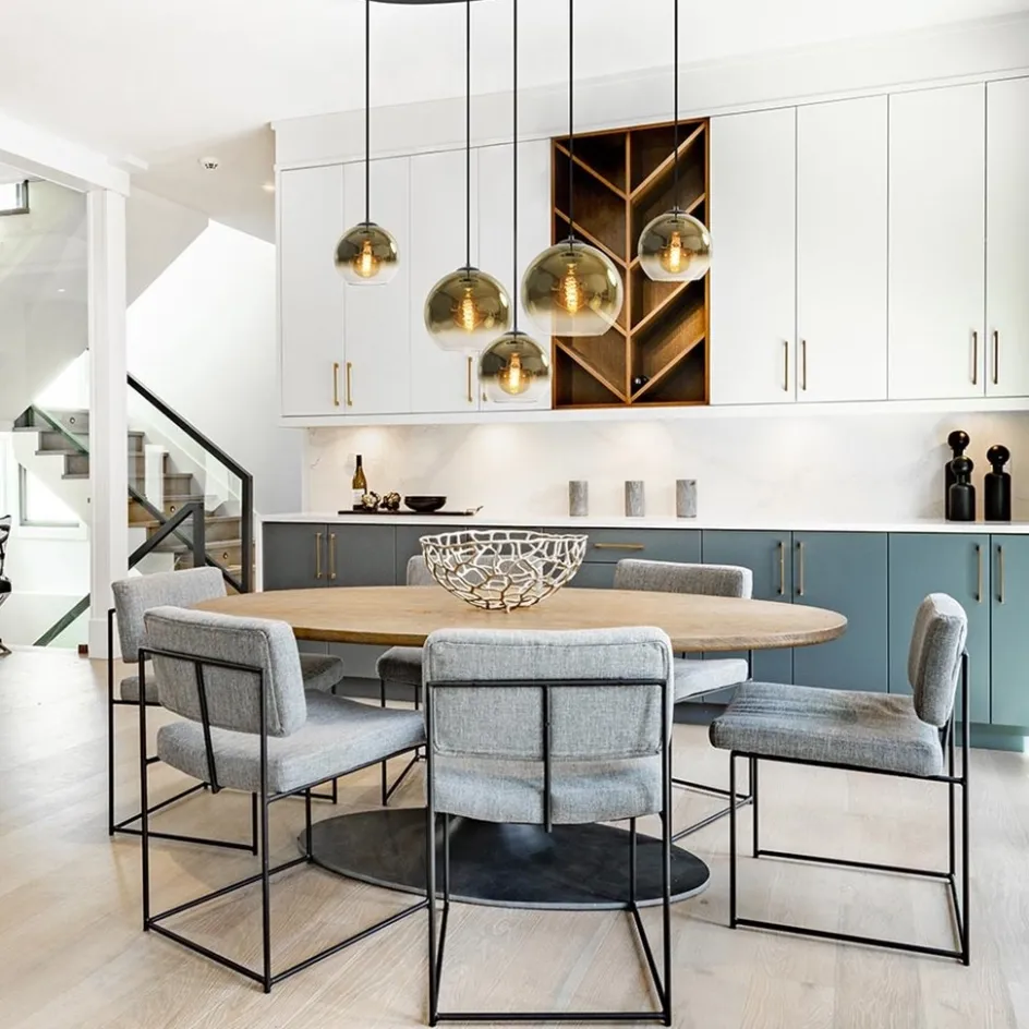 Ovale 5-lichts hanglamp met glazen bollen gold gradient>Straluma Discount