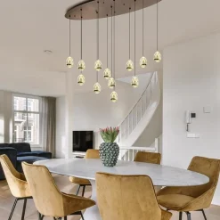 Ovale 12-lichts LED hanglamp Golden Egg></noscript>Straluma Discount