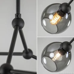 Plafondlamp 4-armen zwart+smoke bolglas></noscript>Straluma Outlet
