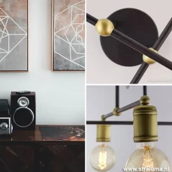 *Plafondlamp basic 4L e27 zwart/brons></noscript>Straluma Outlet