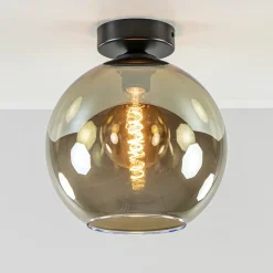 Plafondlamp Bella zwart+smoke glas 25cm>Straluma Hot
