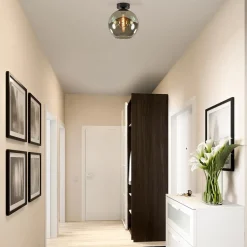 Plafondlamp Bella zwart+smoke glas 25cm><noscript><img width=