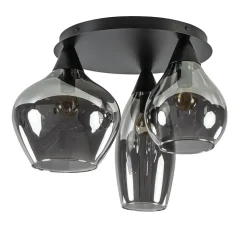 Plafondlamp Cambio 3L zwart + smoke glas>Straluma Outlet