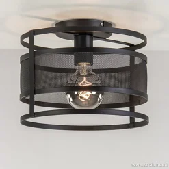 Plafondlamp cilinder gaas zwart>Straluma New