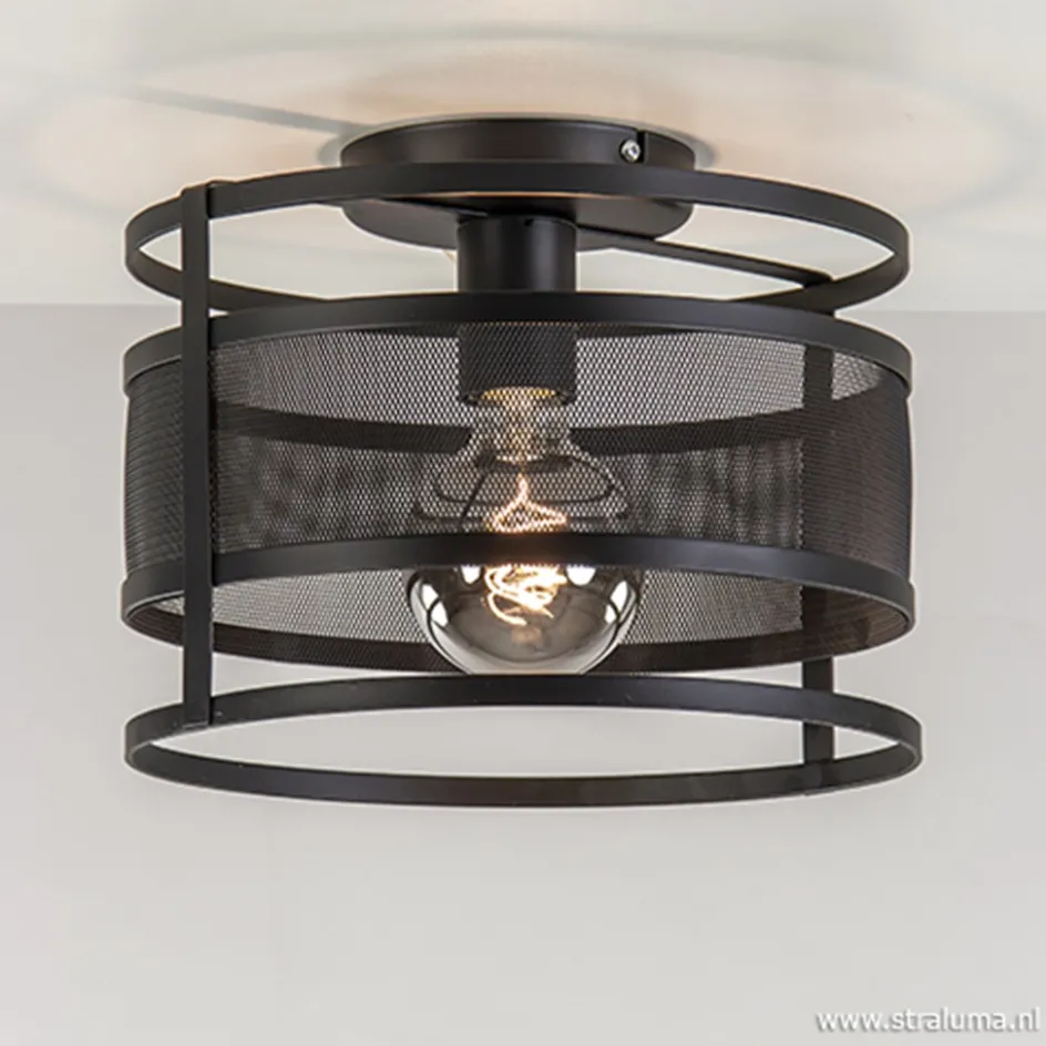 Plafondlamp cilinder gaas zwart>Straluma New